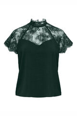 JDY Top de manga curta azul