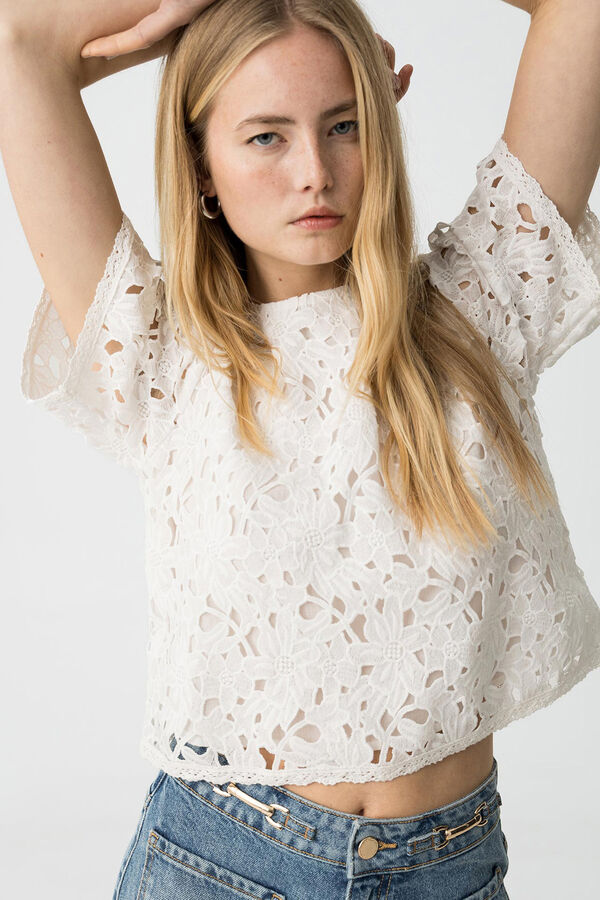 Tiffosi Blusa Bordada Floral branco