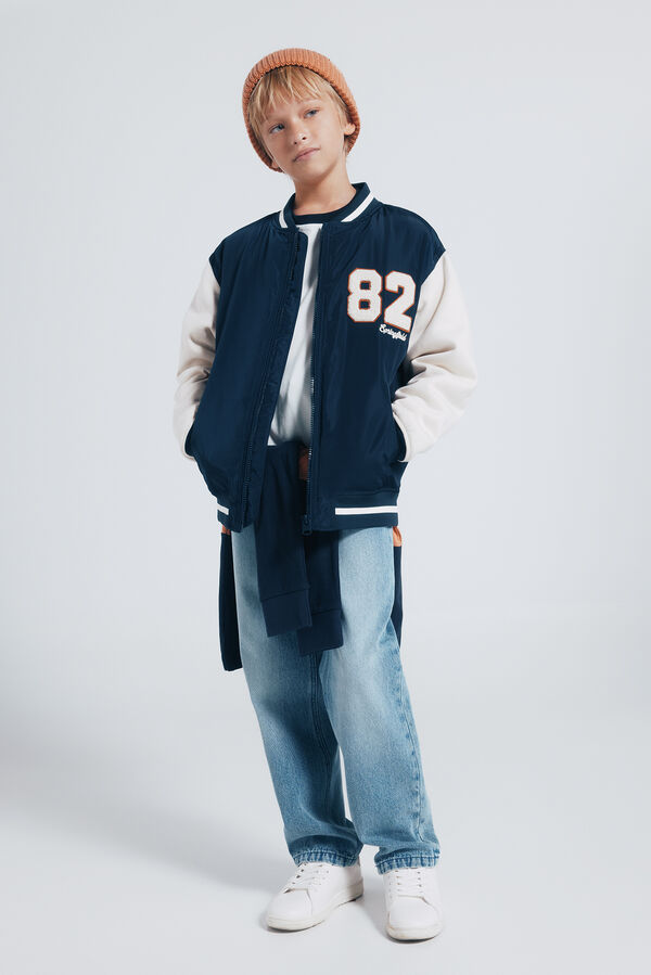 Springfield Kids Jaqueta de beisebol universit&aacute;ria masculina azul