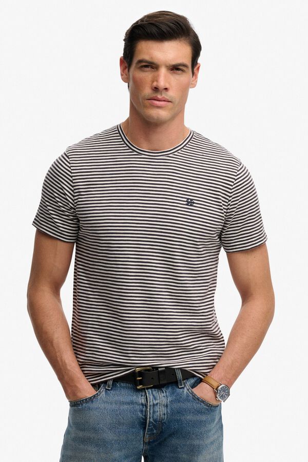Superdry T-shirt manga curta &agrave;s riscas branco