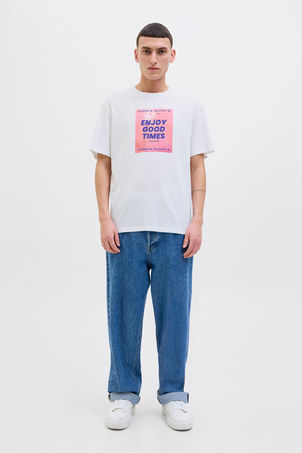 Jack & Jones Camiseta relaxed fit estampada blanco