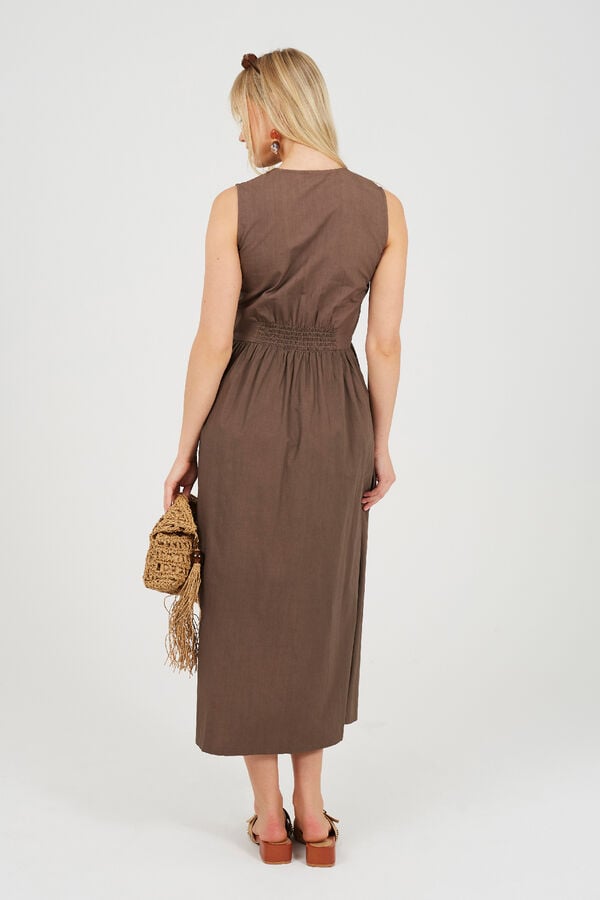 Brave Soul Vestido midi sem mangas cru