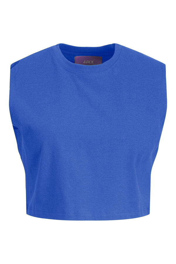 Jack & Jones Camiseta crop b&aacute;sica azul