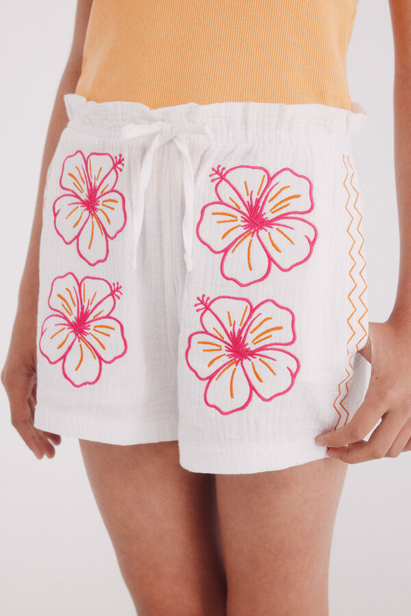 Springfield Kids Short bambula flores ni&ntilde;a blanco
