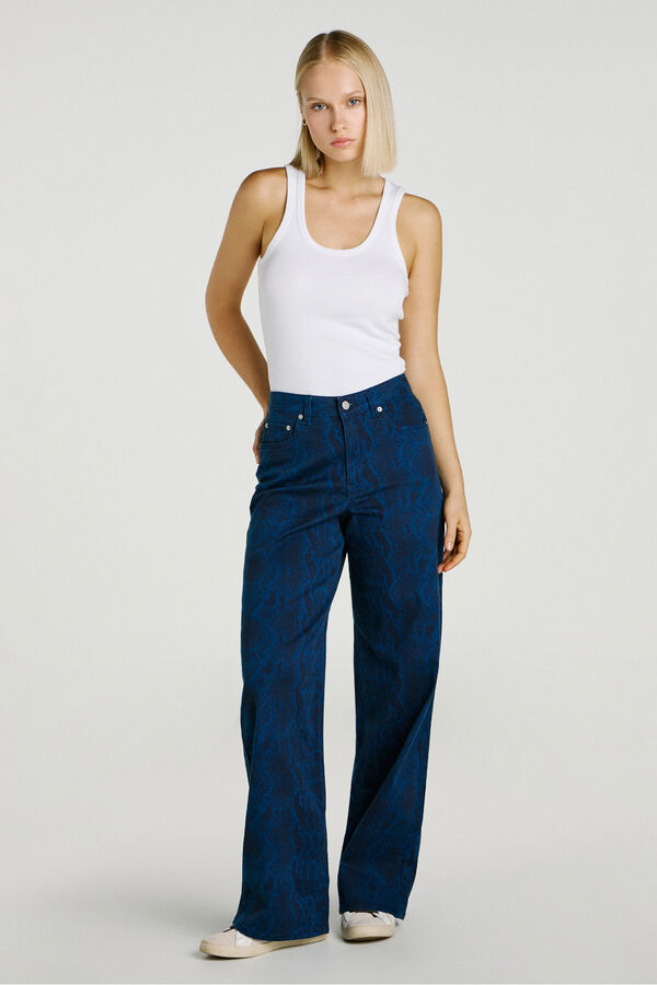 Jack & Jones Pantal&oacute;n loose fit estampado azul