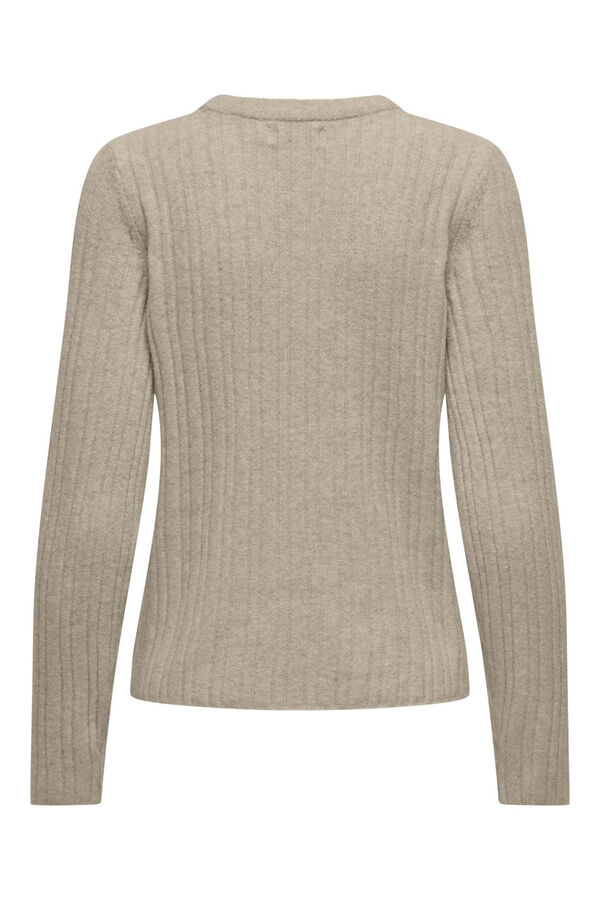 Only Camisola de malha canelada bege