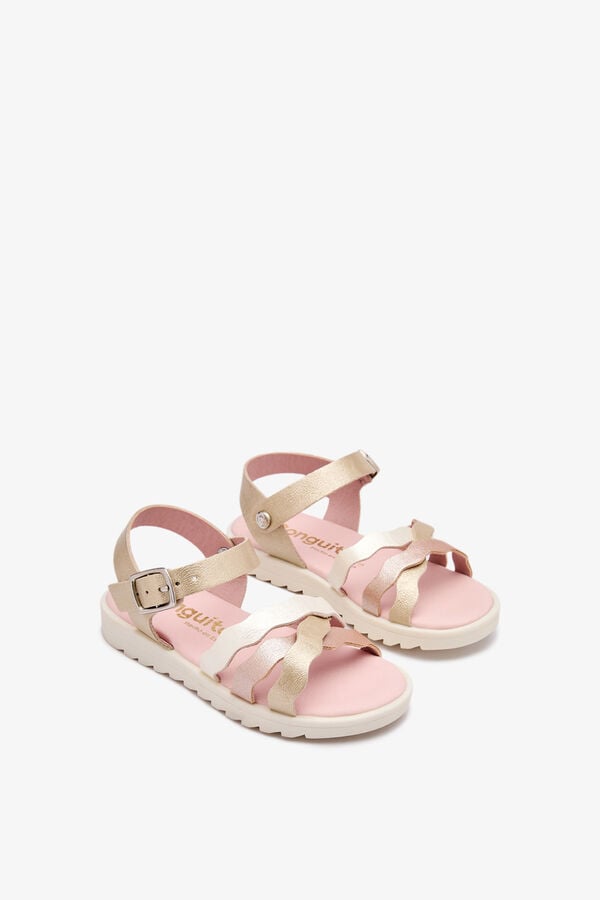 Conguitos Sandalias tiras onduladas con hebilla beige