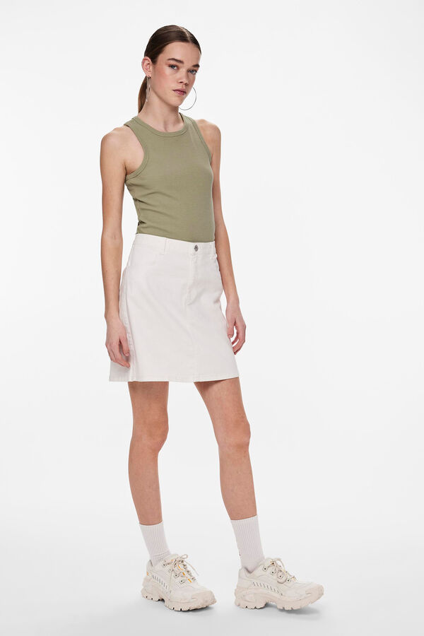 Pieces Saia curta denim branco