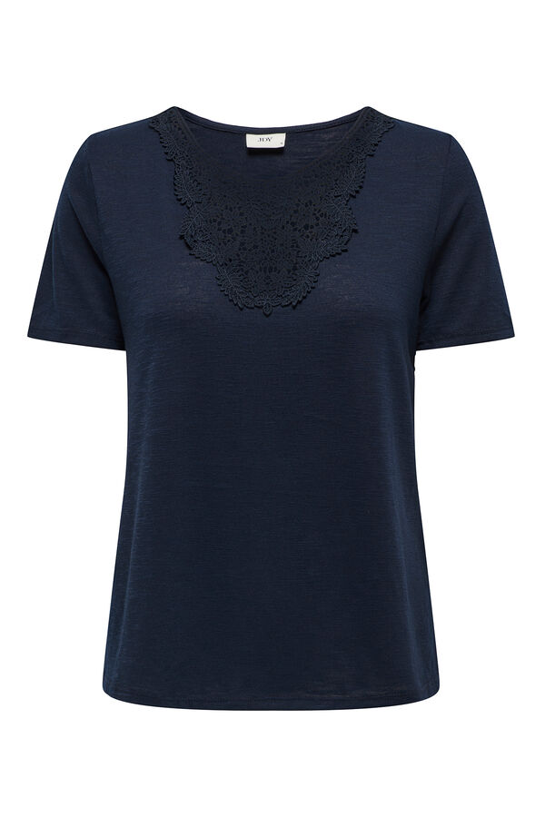 JDY Camiseta manga corta encaje azul
