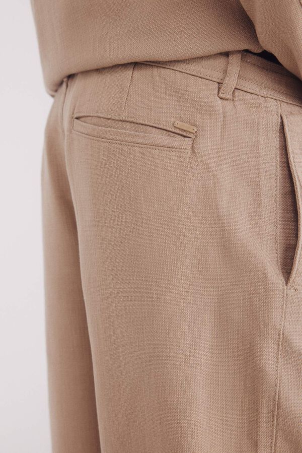 Springfield Pantalón dobby straight fit beige