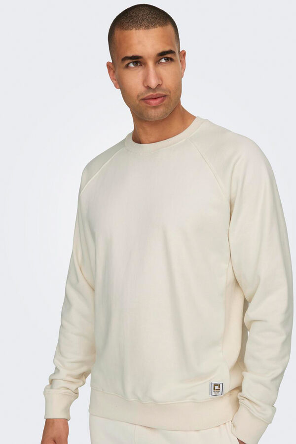 Only & Sons Sudadera de cuello redondo y print trasero blanco