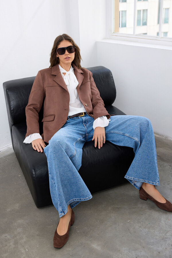 Trendyol Blazer efecto ante marr&oacute;n