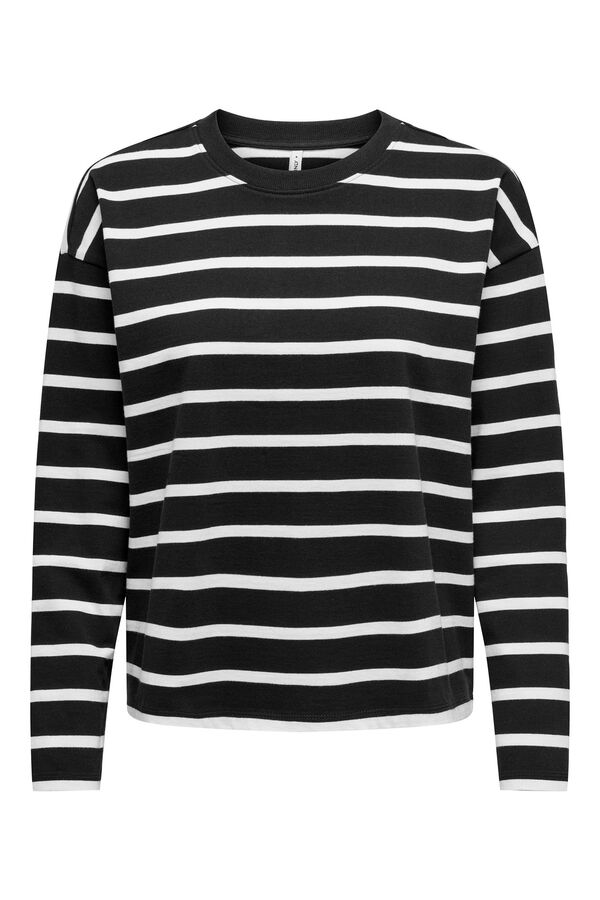 Only Top manga largas a rayas negro