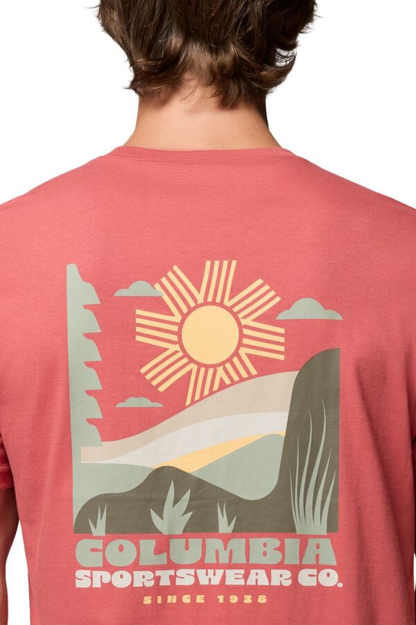 Columbia Camiseta con estampado de naturaleza en la espalda rojo