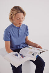 Springfield Kids P&oacute;lo Oxford com gola mao para menino azul