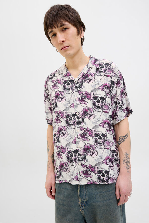 Jack & Jones Camisa relaxed fit estampada fucsia