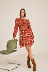 Springfield Vestido Corto Estampado Picos naranja