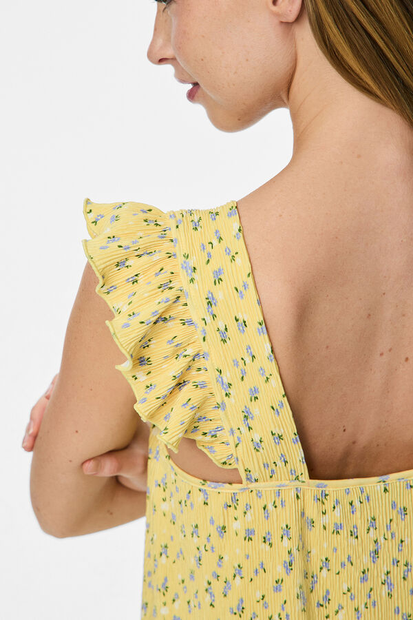 Pieces Vestido midi floral  amarelo