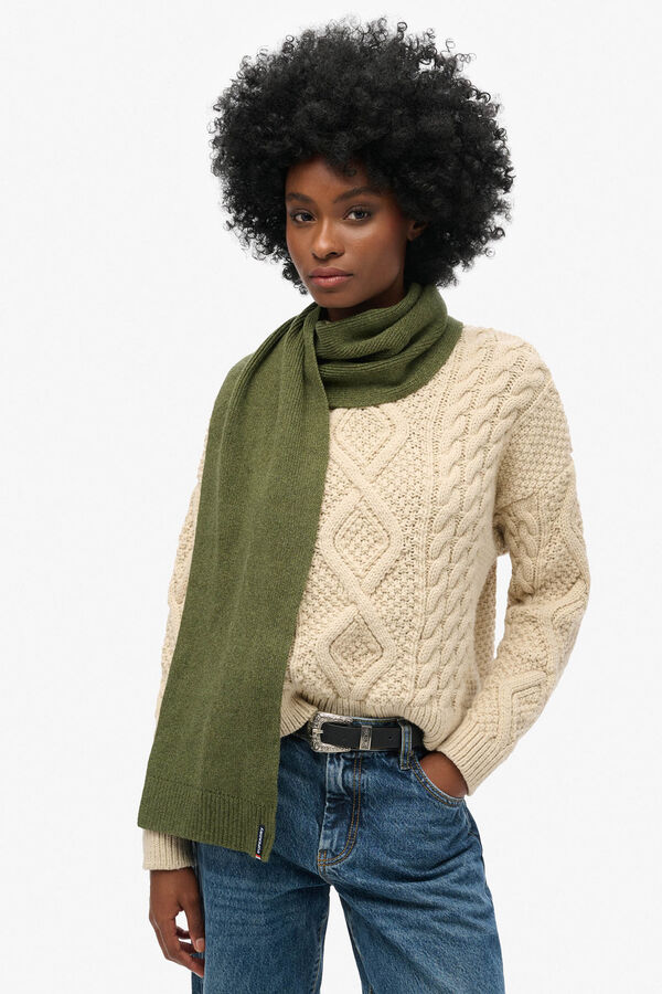 Superdry Cachecol de malha Caqui escuro