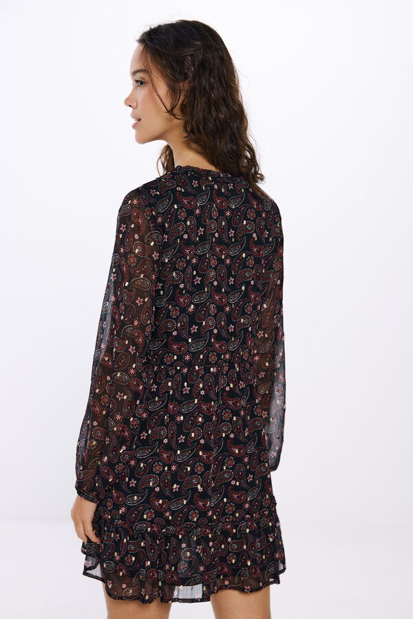 Springfield Vestido curto fluido estampado preto