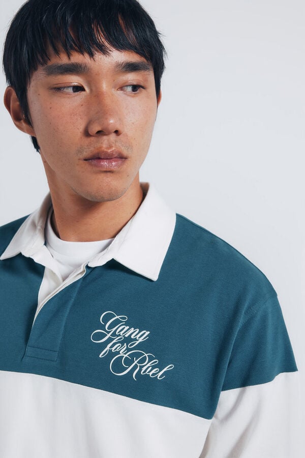 Springfield Polo rugby manga comprida azul