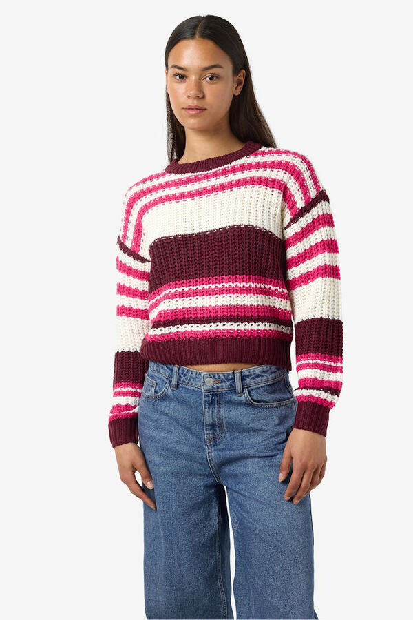 Noisy May Jersey rayas cuello redondo morado/lila