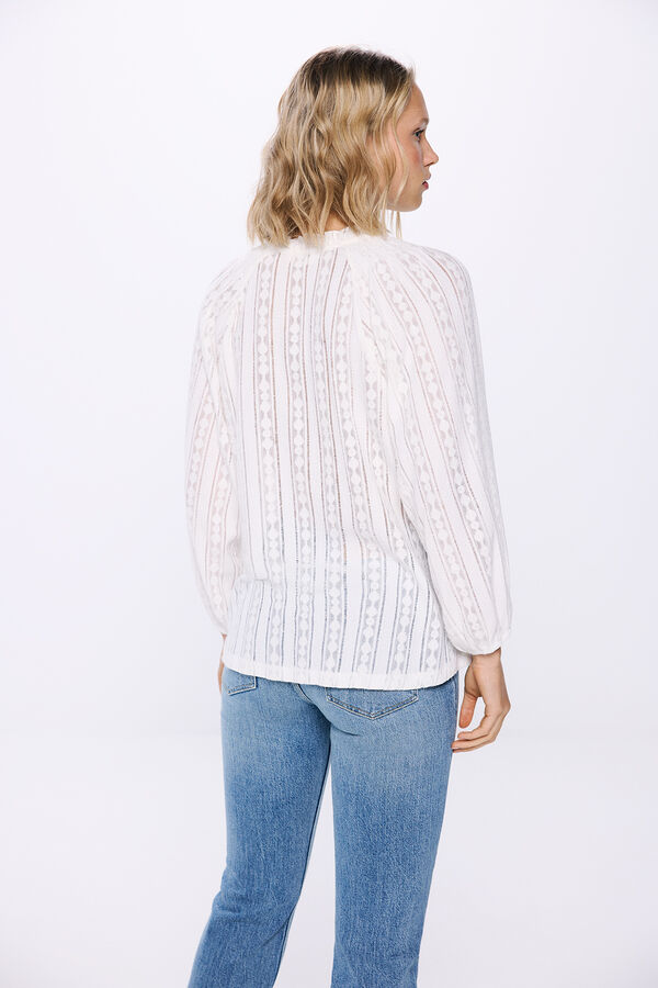 Springfield Blusa estructura cenefas beige