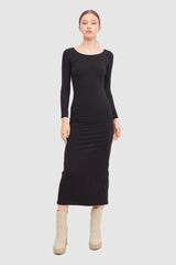 Inside Vestido Maxi Rib Escote Bardot negro