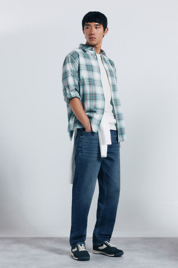 Springfield Camisa xadrez de algod&atilde;o verde