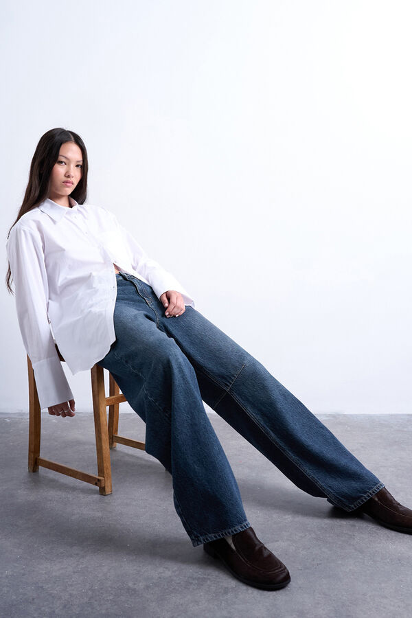 Topshop Camisa larga com corte oversized branco