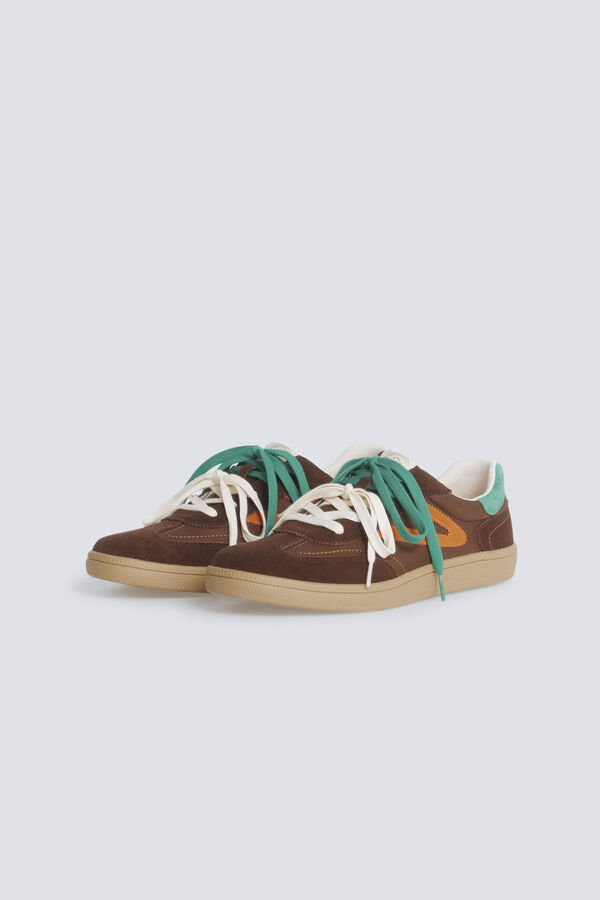 Springfield Zapatilla piel color retro marr&oacute;n