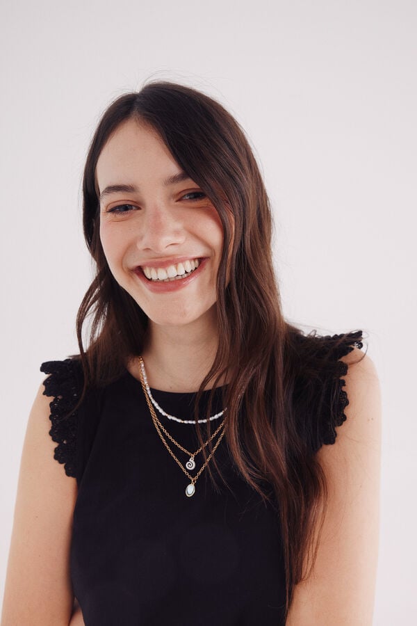 Springfield Camisa de crochet com babados preto