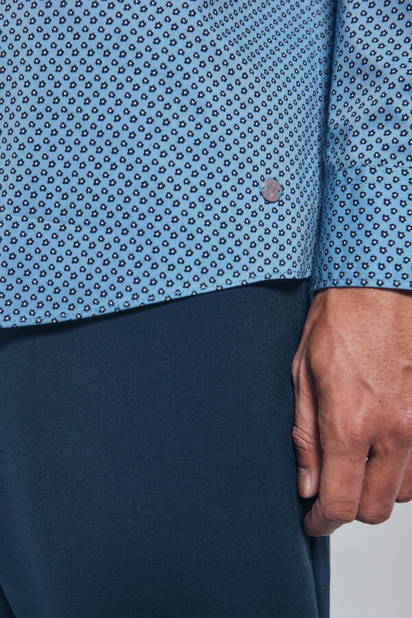 Springfield Camisa popel&iacute;n micro estampado azul