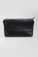 System Action Bolso piel mediano estilo bandolera cierre bot&oacute;n negro