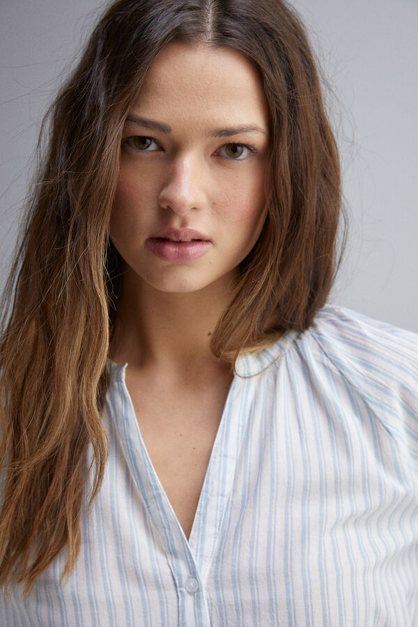 Springfield Blusa volume com gola mao bege