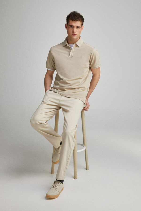 Springfield Polo piqué contrastante com carcela slim fit cru