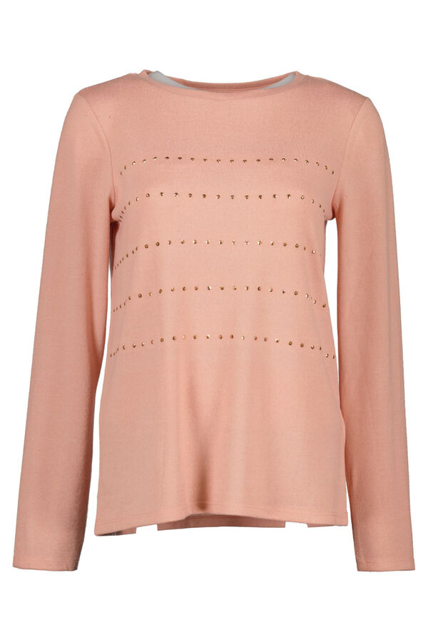 Springfield Camiseta Punto Cortado Rayas Tachas rosa