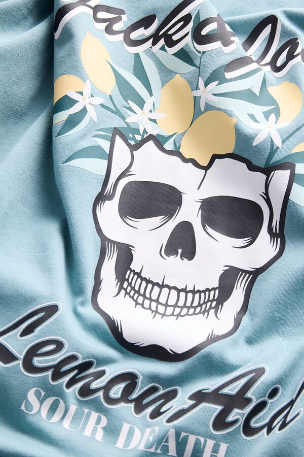 Jack & Jones T-shirt em algod&atilde;o estampada azul