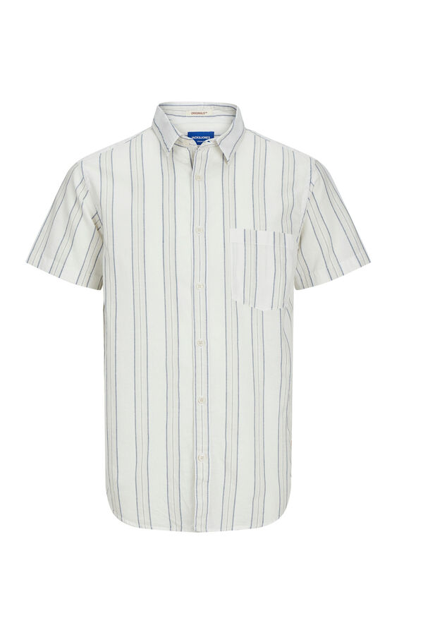 Jack & Jones Camisa linho às riscas branco