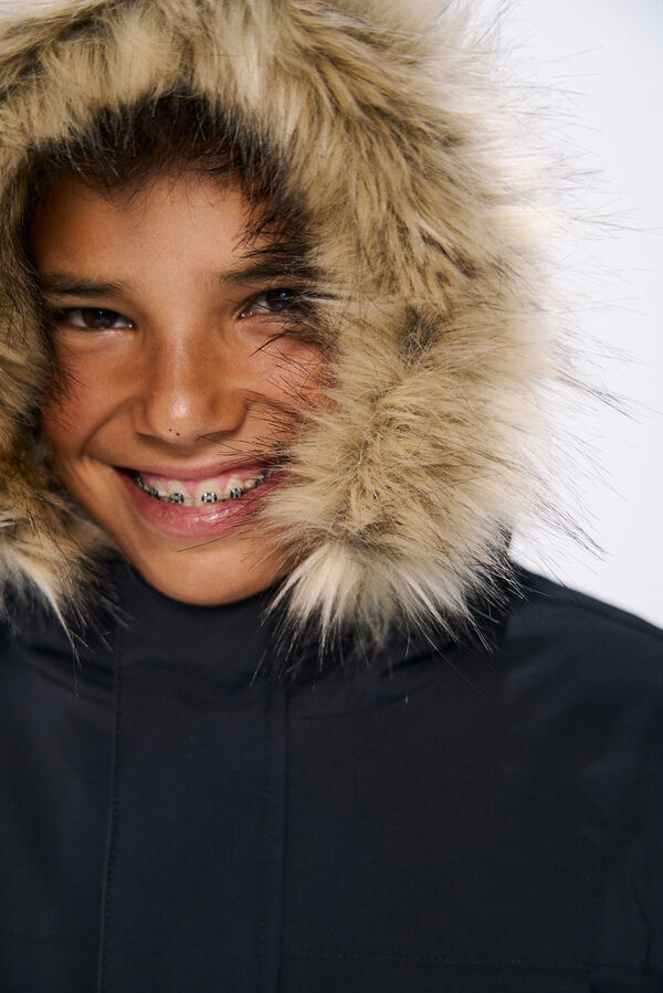 Springfield Kids Parka capucha con pelo ni&ntilde;o negro