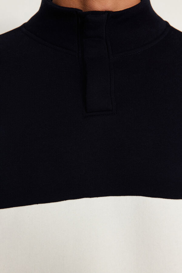 Trendyol Sudadera polar con cuello alto azul
