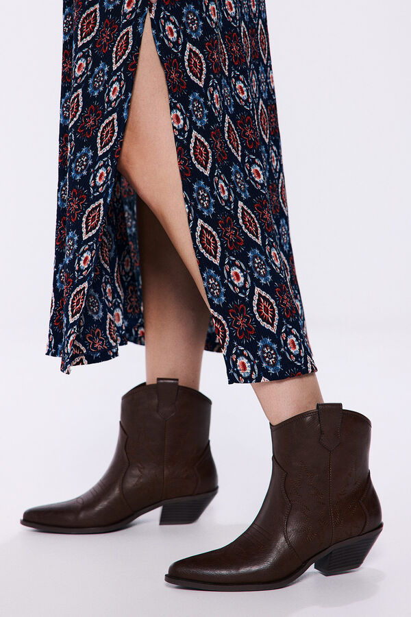 Springfield Vestido midi estampado geom&eacute;trico azul