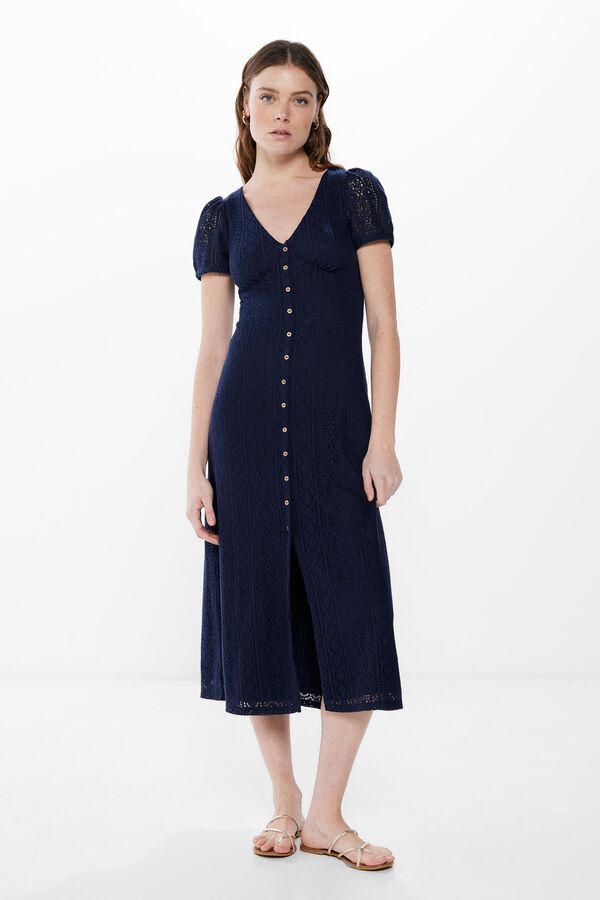 Springfield Vestido Midi Crochet Botones azul