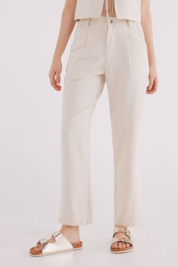 Springfield Pantal&oacute;n b&aacute;sico lino estampado