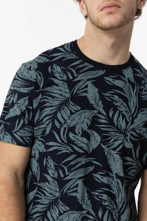 Tiffosi Camiseta Estampada Lino azul
