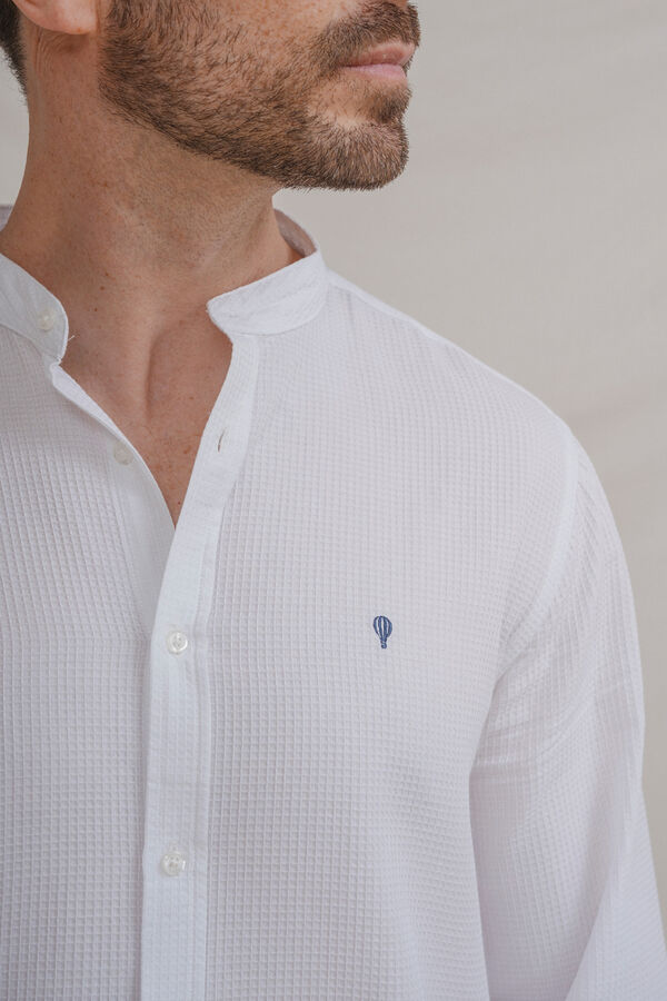 Celopman Camisa estructura cuadrill&eacute; cuello mao blanco