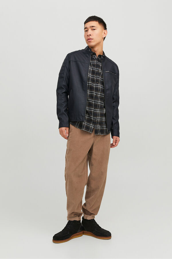 Jack & Jones Cazadora biker efecto piel negro