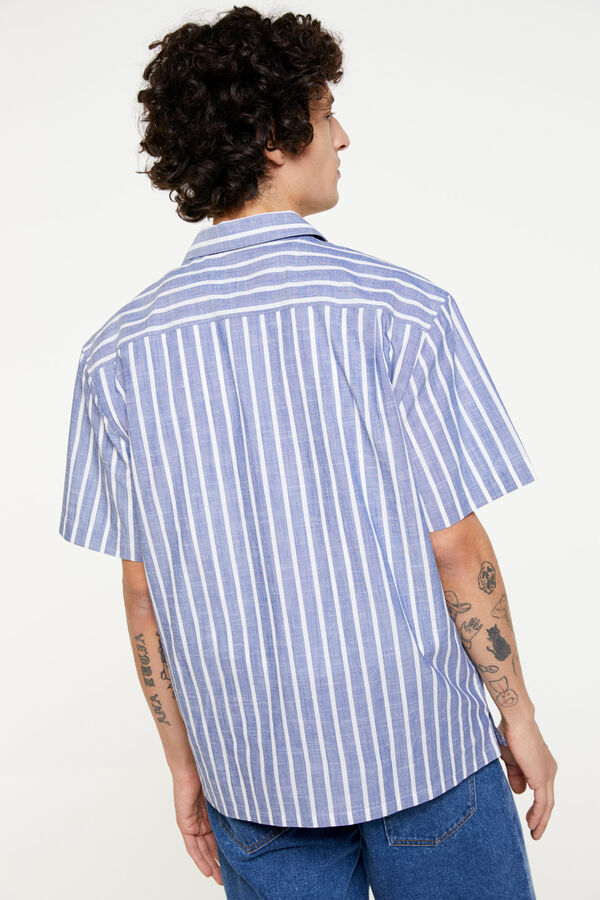 Springfield Camisa manga corta ligera rayas azul medio