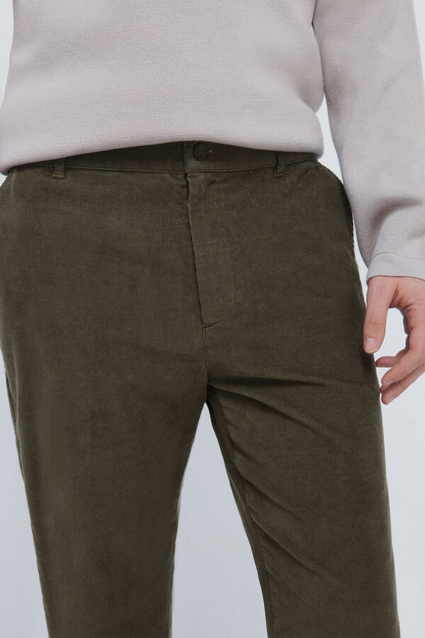 Springfield Pantal&oacute;n chino micro pana slim fit kaki