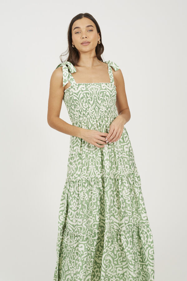 Brave Soul Vestido longo com detalhe franzido verde